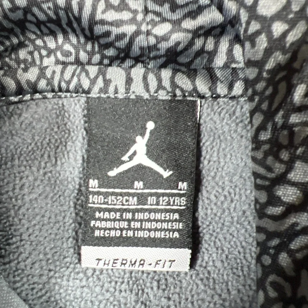 Jordan Therma Fit Hoodie Boys M 10-12 Gray Orange Jumpman Logo Kangaroo Pocket